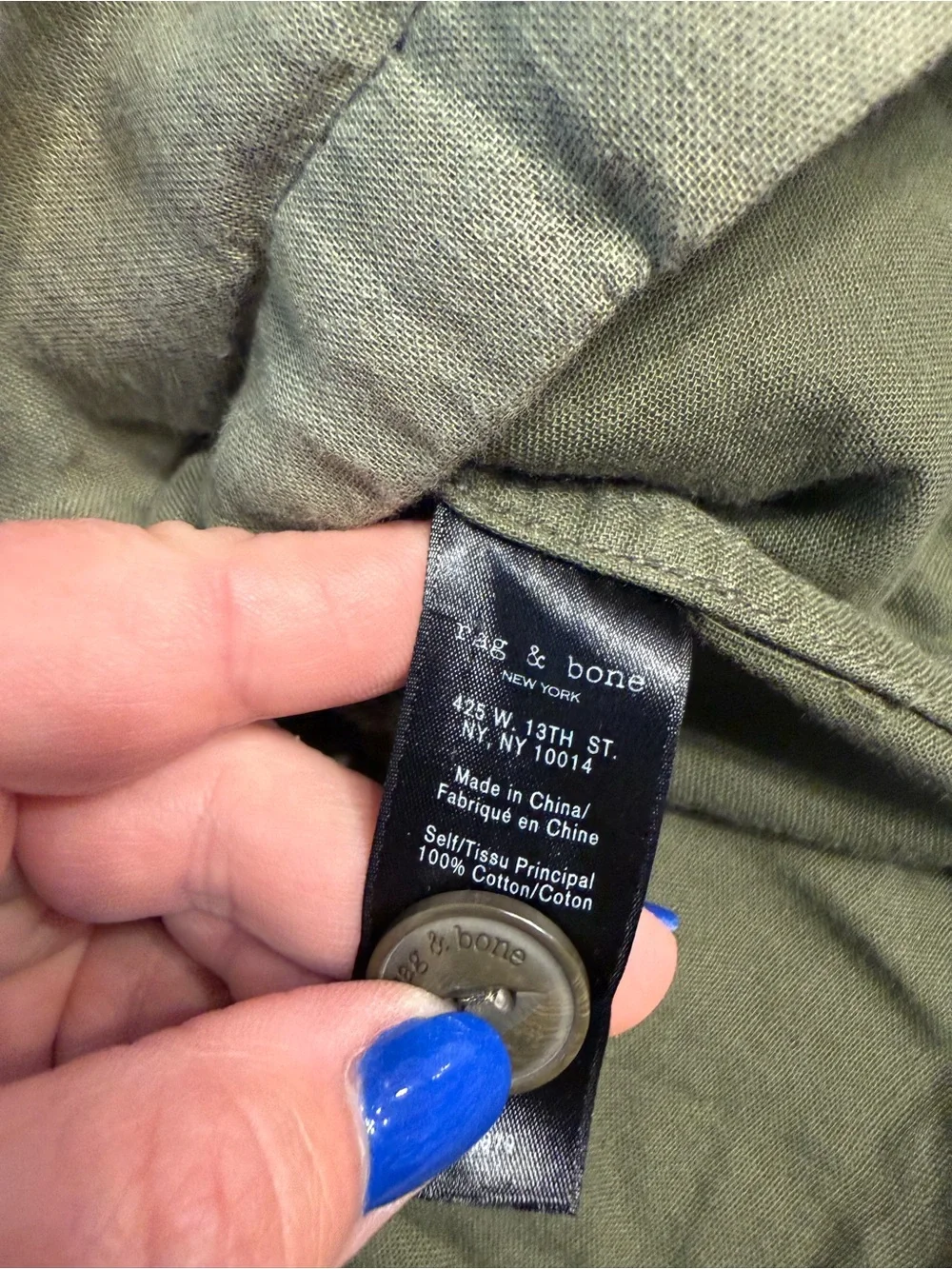 Rag & Bone Lorenz Army Green Belted Utility Field Jacket Size xxs 100% cotton